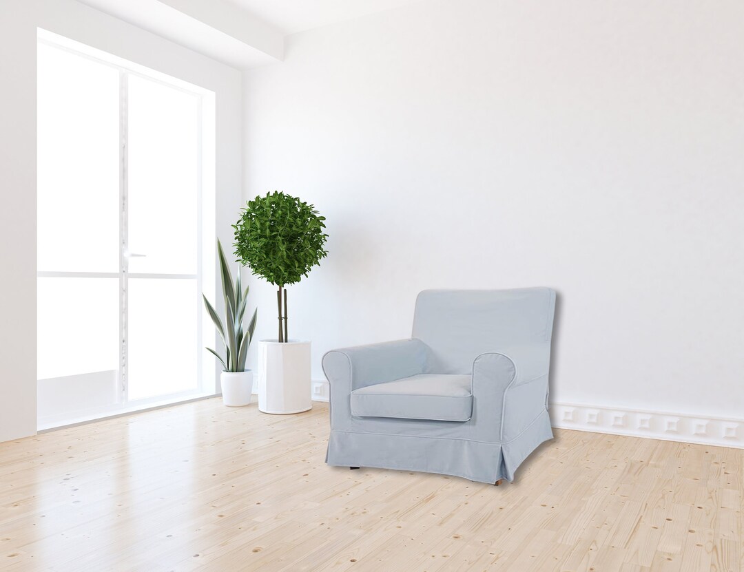 Velvet Sky Blue JENNYLUND Armchair Cover, 700 Fabric Options, Custom