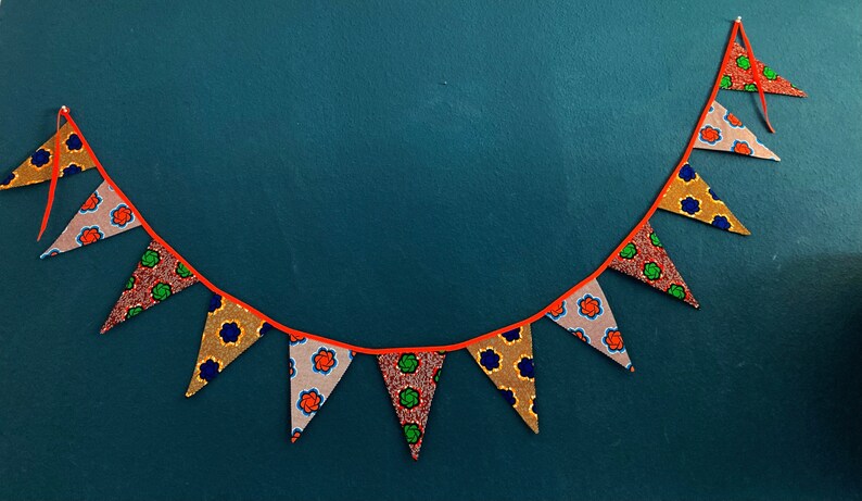 African Print Bunting Pennant Necklace