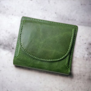 Minimalistische Leder Geldbörse Praktischste Brieftasche, handgemachte Frauen Mädchen niedlichen Mini Geldbörse, perfekte Brieftasche für den täglichen Gebrauch, bestes Geschenk Green