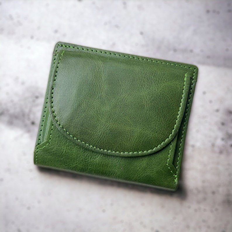 Minimalist Leather Wallet Most Practical Wallet, Handmade Women Girls Cute Mini Coin Purse, Perfect Wallet For Daily Use, Best Gift Green