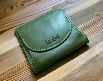 Personalized Leather Wallet: Compact Coin & Card Holder, Free Custom Name