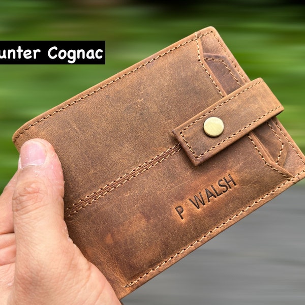 Cartera de cuero personalizada, cartera personalizada RFID con cremallera para hombre hecha a mano, regalo en relieve personalizado, aniversario, regalo de cumpleaños, regalo para papá