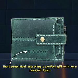 Cartera de cuero real personalizada, cartera con cremallera de cuero genuino para hombres RFID, diseño único de la mejor calidad, regalo de Navidad de cumpleaños