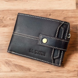 Presente de Natal para ele | Carteira de couro masculina personalizada | Carteira de couro real personalizada para homens | Presente para o pai | Presente de aniversário