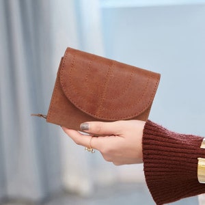Cartera de piel auténtica hecha a mano con protección RFID / Cartera de piel auténtica para mujer, cartera con cremallera para mujer / Perfecta para aniversarios, regalos de cumpleaños