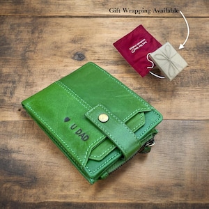 Regalo de Navidad personalizado / Billetera unisex / Billetera de cuero 100 % auténtico / Regalo para él / Regalo para ella / Regalo de cumpleaños o aniversario para papá