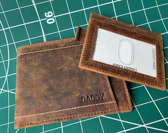 Portafoglio bifold in pelle personalizzato: pelle pieno fiore Hunter fatta a mano