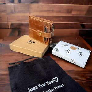 Carteira de couro personalizada para homens | Grave nome, iniciais, logotipo, mensagem na carteira | Presente personalizado personalizado | Presente de Natal para ele