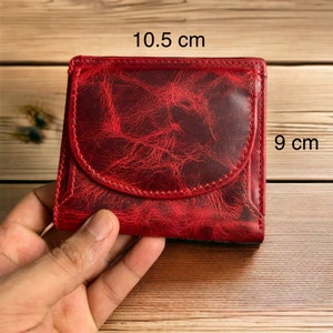 Minimalistische Leder Geldbörse Praktischste Brieftasche, handgemachte Frauen Mädchen niedlichen Mini Geldbörse, perfekte Brieftasche für den täglichen Gebrauch, bestes Geschenk Ruby Red