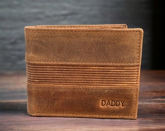 Personalized Brown Leather Wallet | RFID Blocking, Gift for Men