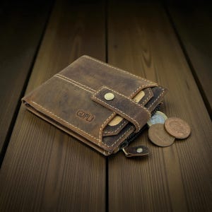 Personalized Leather Bifold Wallet: Handmade Embossed Gift Boxed | Christmas Birthday Anniversary Valentines Gift for Him