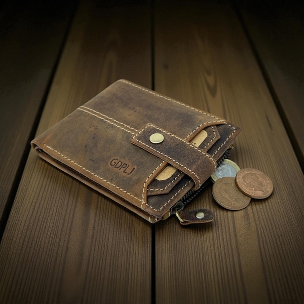 Personalized Leather Bifold Wallet: Handmade Custom Embossed Birthday, Anniversary, Christmas Fathers Day Gift