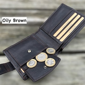 Personalised Wallet Premium Quality Leather Men's Wallet Gift For Him Anniversary, Groomsmen, Birthday, Graduation Gift, Gift For Dad Oily brown