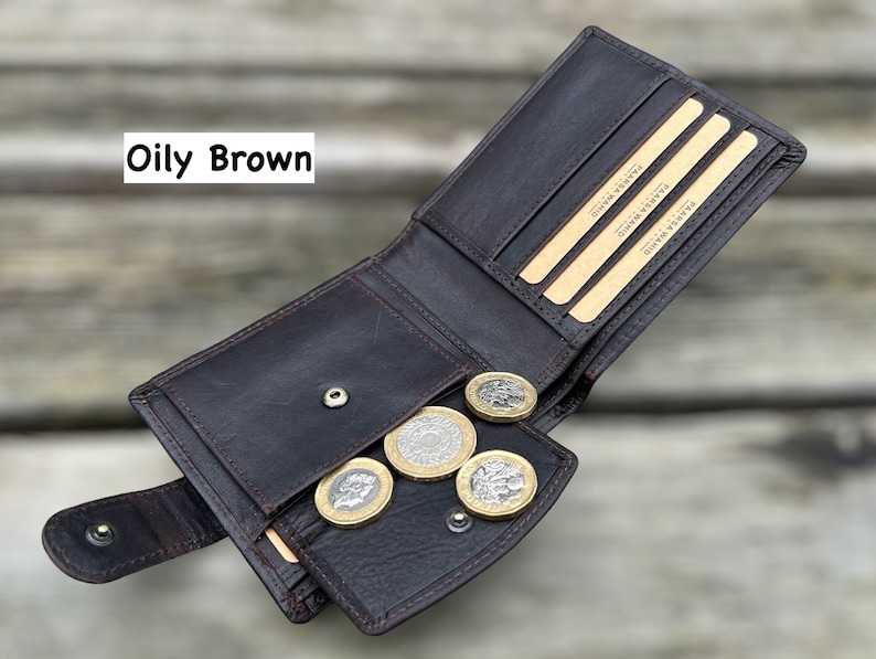 Gepersonaliseerde portemonnee Premium kwaliteit lederen herenportemonnee Cadeau voor hem Verjaardag, bruidsjonkers, verjaardag, afstudeercadeau, cadeau voor papa Oily brown