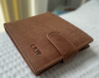 Personalized Leather Wallet for Men: Custom Light Brown Wallet
