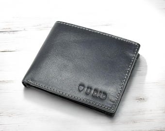 Gift For Dad | Personalised Fathers Day Gift For Men | Black Real Leather Wallet | Birthday, Anniversary, Groomsmen Gift, RFID Wallet Boxed