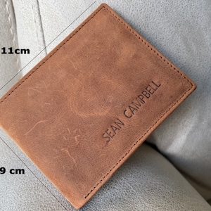 Cartera de cuero real personalizada hecha a mano para hombres / Cartera de cuero genuino minimalista / Regalo de cumpleaños grabado / Caja de regalo