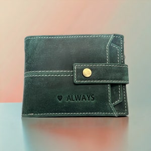 Cartera de cuero real hecha a mano para hombres y mujeres / Cartera unisex personalizada para regalo de cumpleaños de Navidad / Regalo para PAPÁ