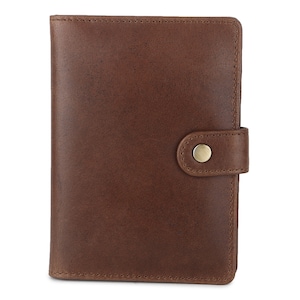 Regalo de Navidad personalizado / Porta pasaporte de cuero auténtico hecho a mano / Billetera de viaje compacta unisex / Regalo de vacaciones, cumpleaños y aniversario