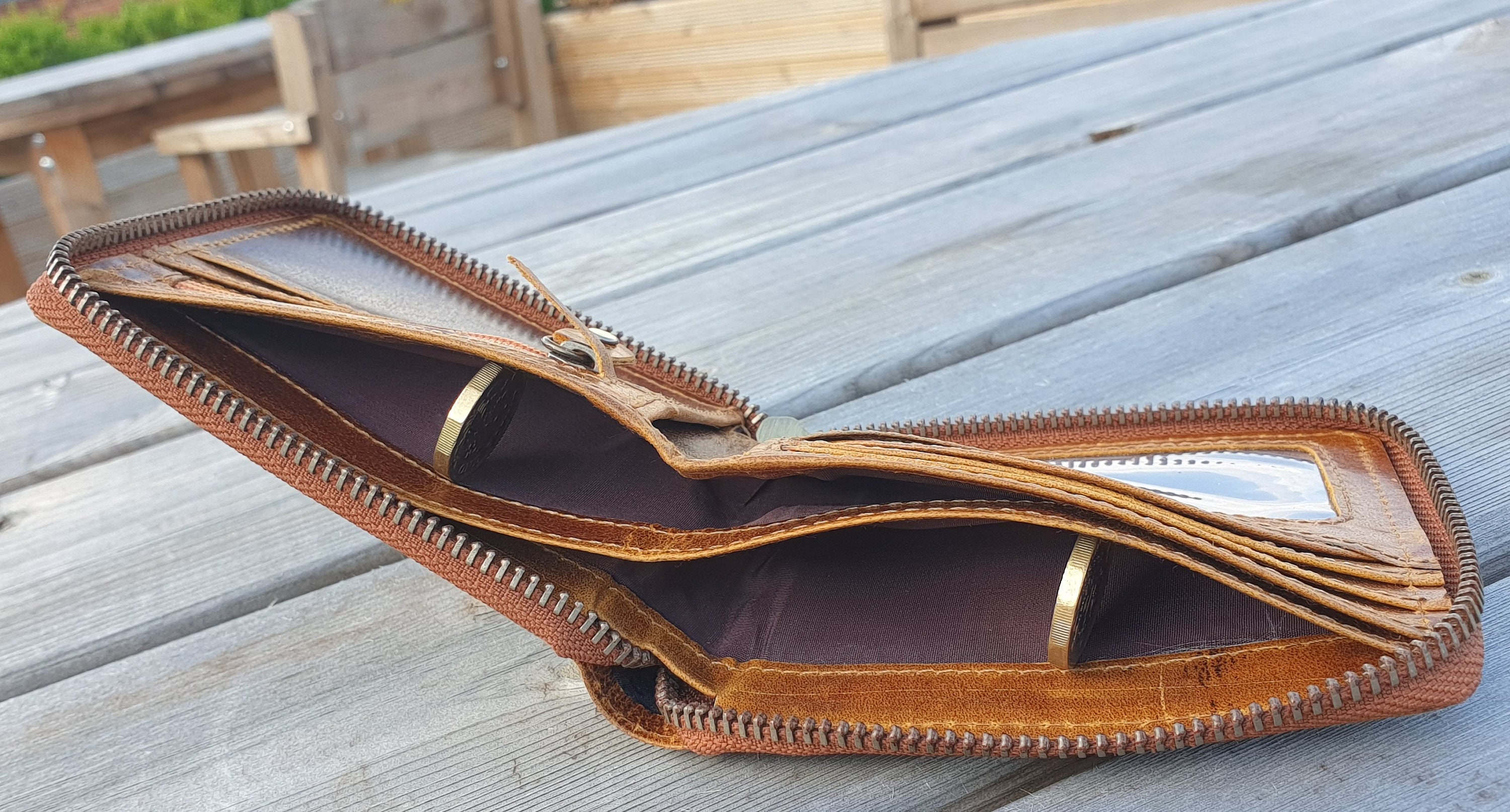 Personalized Handmade Leather Round Zip Wallet, RFID Safe Wallet ...