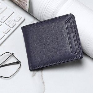Cartera de cuero suave personalizada para hombre / Cartera de cuero real grabada a medida para hombre / Regalo de Navidad, cumpleaños y aniversario para hombre