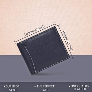 Cartera de cuero genuino personalizada para hombres / Cartera plegable de cuero genuino suave y liso / Regalo perfecto para aniversarios y Navidad / Caja de regalo