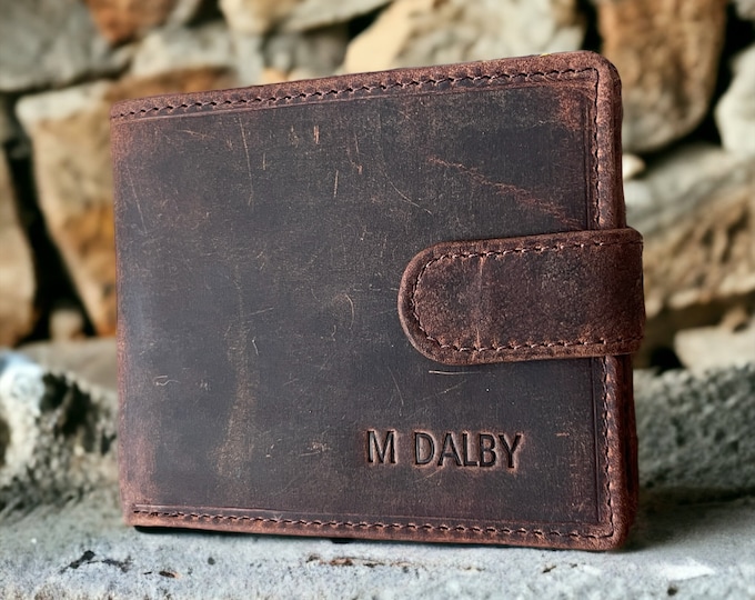 Christmas Gift For Men | Personalised Men's Best Quality Rustic Leather Handmade Wallet | Birthday, Anniversary, Groomsmen Gift For Man