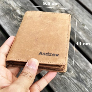 Cartera de cuero personalizada para hombre / Cartera grabada / Cartera especialmente diseñada / Cartera con cremallera / Aniversario, cumpleaños, regalo del día del padre