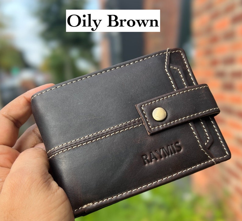 Personalised Leather Wallet, Handmade Mens Zipper RFID Personalized Wallet, Custom Embosed Gift, Anniversary, Birthday Gift, Gift For Dad zdjęcie 7