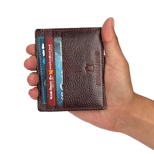 Cartera ultra delgada de cuero real / Minimalista 100% cuero real Debe tener cartera unisex / Cartera práctica Titular de tarjeta de crédito de cuero original