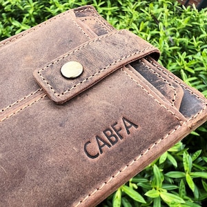 Portefeuille en cuir véritable pour homme et femme | Carte de crédit RFID faite main, poche pour billets, portefeuille en cuir | Sac cadeau fait main et réutilisable emballé