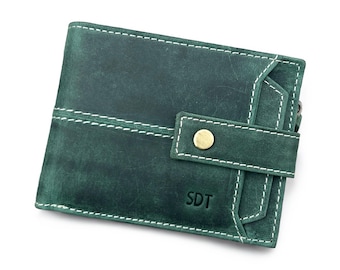 Handmade Hunter Leather Wallet: Personalized RFID Bifold