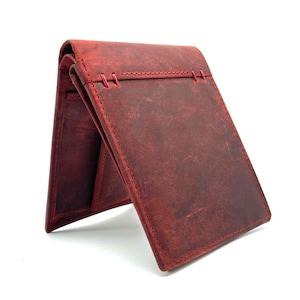 Cartera de piel de grano completo personalizada de primera calidad / Cartera unisex de piel auténtica hecha a mano para hombre y mujer / Regalo de cumpleaños, aniversario y día del padre