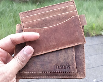 Personalized Handmade Top Grain Leather Wallet, RFID, Gift for Men
