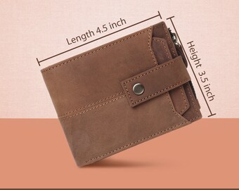 Personalized Leather Bifold Wallet: Handmade RFID Safe Zip Wallet