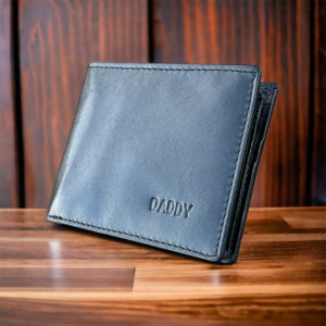 Cartera personalizada de cuero suave negro / regalo para papá / regalo perfecto para el marido, regalo de Navidad de alta calidad a bajo precio para los hombres, regalo embolsado