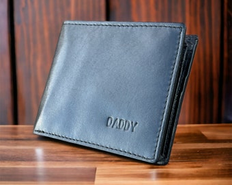 Cartera personalizada de cuero suave negro / regalo para papá / regalo perfecto para el marido, regalo de Navidad de alta calidad a bajo precio para los hombres, regalo embolsado