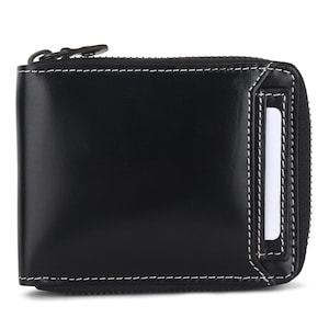 Cartera con cremallera redonda negra personalizada para hombre/regalo de Navidad para papá, regalo para padrinos de boda, regalo de cumpleaños para esposo/caja de regalo y bolsa de regalo