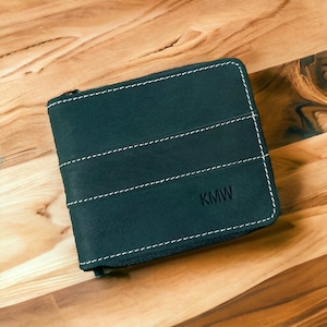 Personalised Men's Women's Wallet | RFID Safe Real Leather Round Zipper Wallet | Unisex Anniversary, Christmas, Birthday Gift, Unique Design