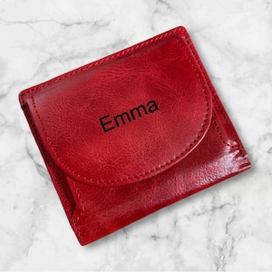 Cartera de piel auténtica personalizada hecha a mano con RFID para mujer y niña. Cartera pequeña de piel auténtica. La más práctica. Perfecta para regalar.