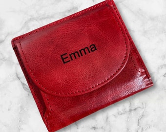Cartera segura RFID de cuero genuino para mujer hecha a mano personalizada / pequeña cuero genuino la billetera más práctica / perfecta para regalo