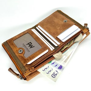 Cartera de cuero puro hecha a mano para hombres y mujeres, billetera de 3 cremalleras con el mejor diseño, hecha a mano, la mejor billetera para regalo, envoltura de regalo gratuita disponible