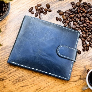Personalisierte handgemachte Echtleder Herren Geldbörse | Individuell geprägte Original Leder Geldbörse für Herren | Perfektes Geburtstags-Jubiläumsgeschenk für ihn