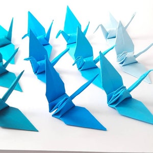 Origami crane blue shade tone Paper cranes Wedding decorations origami gift Party decorations paper anniversary image 6