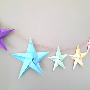 Guirlande de Noël, guirlande d'étoiles en origami, décoration de Noël, Noël nordique, décoration de chambre d'enfant, guirlande d'étoiles en papier image 3