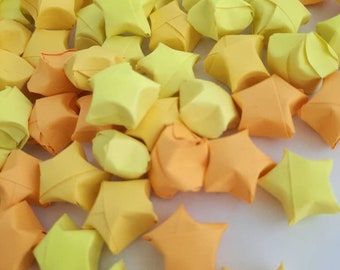 Gele origami papieren sterren - 100, 200, 300 stuks, Lucky Star Origami, Lucky Star Origami Papier