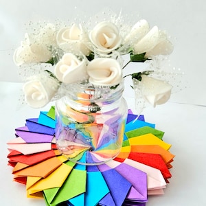 Origami Rainbow coasters, centrepiece decor, wedding decorations, party favor image 4