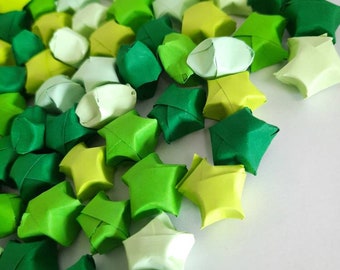 Green Origami Paper Stars - 100, 200 pcs, Lucky Star Origami, Lucky Star Origami Paper