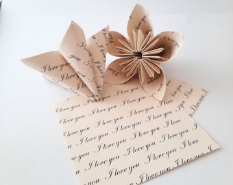 Personalized paper flowers, Handmade origami flowers, Christmas ornaments, Anniversary gifts, Custom message, Wedding decorations