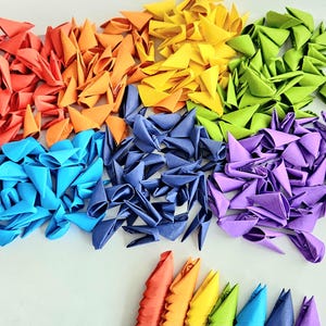 3D Origami Pieces 1/32 A4 | Ready Folded Modular Origami Units | Rainbow Paper Pieces | DIY Swan Vase Dragon Craft Supplies